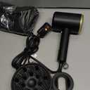 Hair Dryer, 150000RPM Ionic Blow Dryer - Fast Drying, Low Noise, Foldable Portable with Diffuser and Nozzle, Compact Mini for Women and Men, Home and Travel - Black