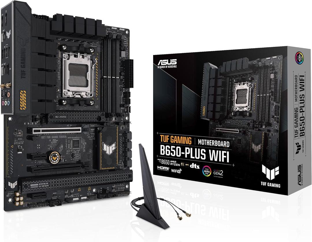 ASUS TUF Gaming B650-PLUS WiFi AMD B650 AM5 Ryzen™ Desktop 9000 8000 and 7000 ATX Motherboard, 14 Power Stages, PCIe® 5.0 M.2, DDR5 Memory, WiFi 6 and 2.5 Gb Ethernet, USB4® Support Aura Sync