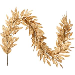 Jutom 6 Ft Gold Christmas Bay Leaf Garland Decoration Gold Bayleaf Garland for Christmas Fireplace Front Door Stairs Decoration Xmas Holiday Winter Engagement Birthday Wedding Supplies
