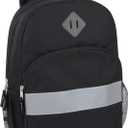 Trail maker Kids Reflective Backpack for School, Colorful Backpack with Reflector Strips, Side Pocket, Padded Straps (Black)