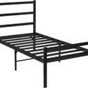 Metal Twin Bed Frame, Black Bed Frame Twin with Headboard and Footboard Steel Slat Support No Box Spring Needed-Black