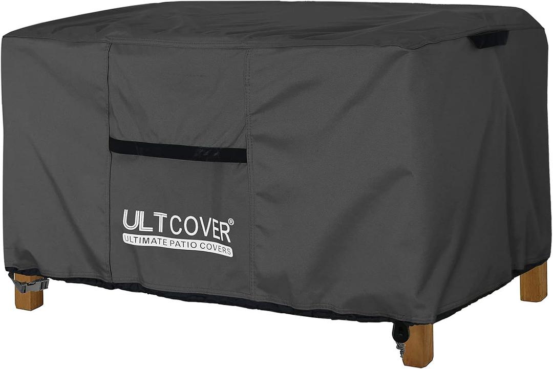 ULTCOVER Patio Coffee Table Cover, Waterproof Rectangular Outdoor Small Side Table Cover 36x22x18 inch, Black