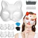 2 x DFLU Cat Therian Mask Kit with Fur and Eye Mesh, Blank DIY Therian Gear Stuff Masks Base to Paint