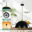 Black-Farmhouse Pendant-Light Hanging-Lamp Fixtures - 20 inch Kitchen Island Pendant Lights Industrial Dome Ceiling Lighting Dining Room Large Vintage Light for Indoor Black and Gold