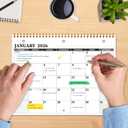 7 x 2026 Calendar, 2026 Wall Calendar 12 Month, 8.5" x 11", Jan 2026 - Dec 2026, 3-Hole Punched Binder Calendar, Memoranda Lined Pages with Thick Paper, Spiral Binding, Holidays, Moon Phases, Black