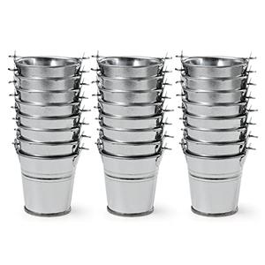 2.1" Galvanized Mini Tin Buckets – 24Pcs Silver Metal Buckets with Handle Best for Party Favors, Bridal Shower and Craft Projects (Silver, 2.1")
