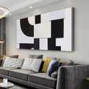 AERART Abstract Canvas Wall Art Maximalist Decor Black White and Grey Irregular Shape Home Decor Abstract Artwork Wall Decor Artwork for Bedroom Living Room Decoration Home Kitchen Office 24" X 48"
