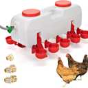 Automatic Chicken Waterer with 10 Drinking Cups and Hose ExtensionsHose Adapters -Ideal for Chicks, Ducklings, Pigeons and Other Poultry. (Without Float Control, With Float Control)