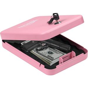 Tenamic Pistol Safe, Portable Travel Gun Safe, Solid Steel Handgun Lock Box for Home, Gun Safes for Car, Pink (GK10-Pink)