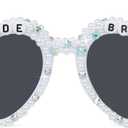 Heart Sunglasses Bride to Be Gifts - Pearl Bride Glasses for Bachelorette Party Favors (White Pearls Colored Diamonds)