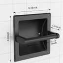 Matte Black Recessed Toilet Paper Holder for Large Rolls, Pivoting Black Toilet Paper Holder Wall Mount Stainless Steel, in Wall Toilet Paper Holders Black, Bathroom Toilet Paper Wall Holder