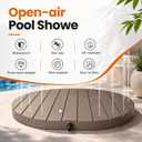 Outdoor Shower Pool Shower Garden Shower with Foot Pedal Control, Built-in Anti-Clog Filter & Anti-Slip Base, Adjustable Spray Height, Rustproof Pool Shower for Camping, Poolside, Garden (Grey)