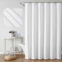 OWENIE White Shower Curtain for Bathroom 78 Inches Long, 3D Embossed Textured Fabric Farmhouse Shower Curtain Soft Cloth, Water Repellent, Machine Washable, Hotel Style, 72" W x 78" L, White