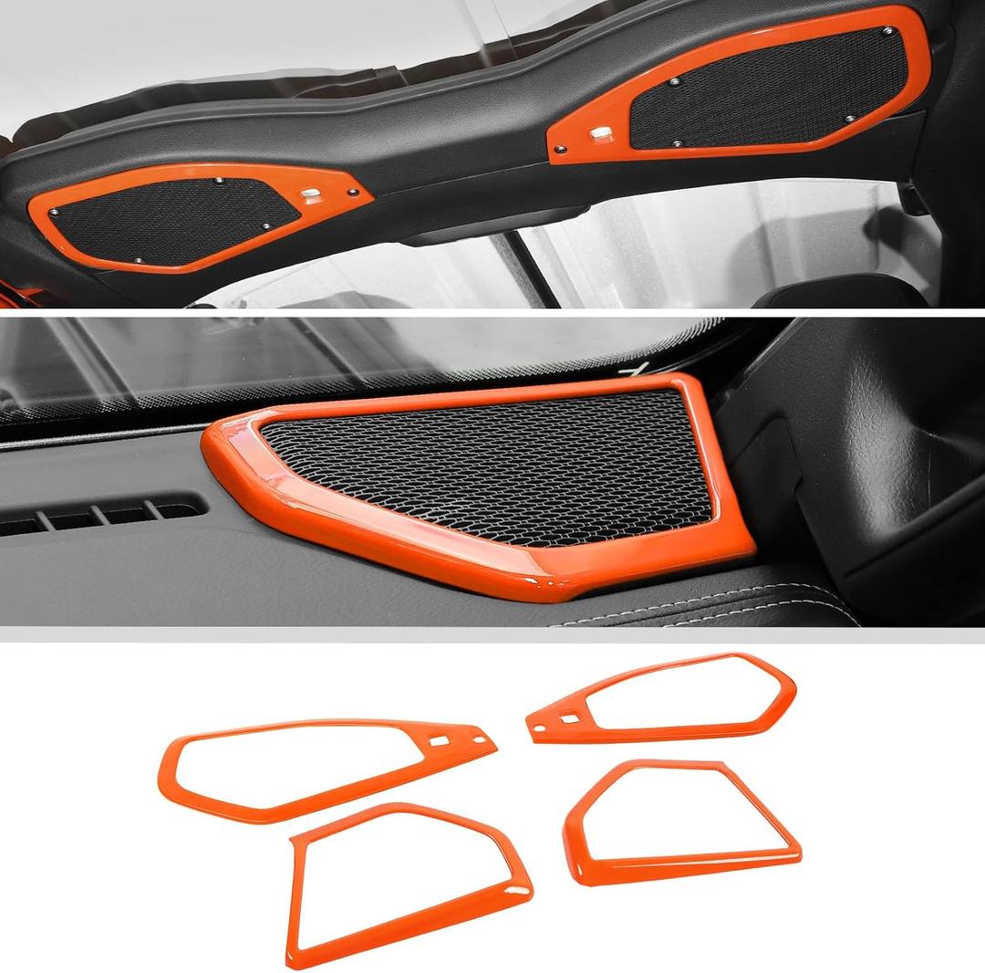 JWWY for Jeep JL Speaker Audio Trim Top & A Pillar Cover Trim for 2024-2025 Jeep Wrangler JL JLU & Gladiator JT Accessories ABS 4PCS Orange
