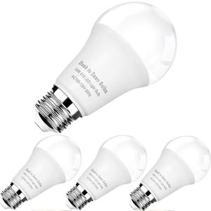 4-Pack Dusk to Dawn LED Light Bulbs, 75W Equivalent, Daylight 5000K 1,100LM, Automatic On/Off Outdoor Light, E26 A19 10W Bright Porch Light Bulbs, for Indoor/Outdoor Yard Patio Garage Garden