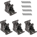 4Pack Self Lock Hinge with Screws, Folding Brackets Extension Support Bracket Foldable Self Lock Hinges for Folding Table Legs, Black