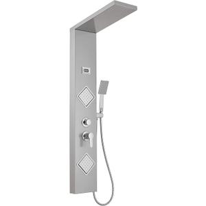Shower Panel, Shower Tower System with LCD, Rainfall Shower with Massage Body Jets Adjustable, Stand Shower Column Wall Mount, Chrome