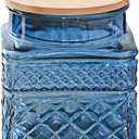 20.3oz Square Glass Canister, Candy Jar with Lid, Glass Food Storage Container for Ground Coffee, Tea, Sugar, Decorative Mason Jar Cute Jars (Blue)