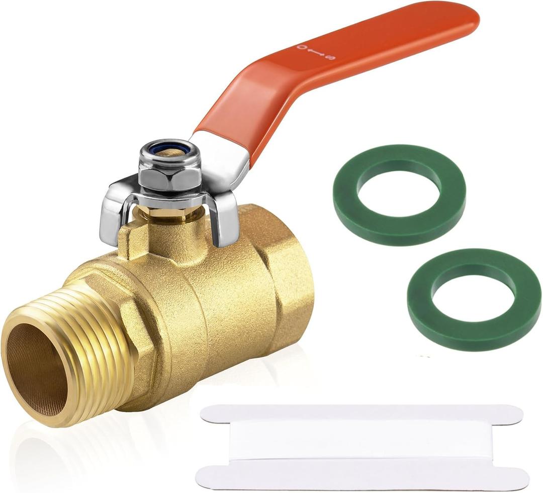 Brass Garden Hose Shut Off Valve - 3/4" Female x 3/4" NPT Male Fittings Connector with Long Handle 1/4-Turn Ball Valve