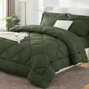 CozyLux Queen Comforter Set Olive Green - Bed in a Bag Queen Size 7 Pieces, Luxury Soft Bed Set for All Seasons, Bedding Set with Down Alternative Comforter, Sheets, Pillowcases & Shams
