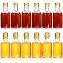 Hacaroa 12 Pack Small Glass Liquor Bottles with T-Top Caps and Heat Shrink Capsules, 3 Oz (100ml) Clear Nordic Vodka Bottles, Boston Travel Shots Bottles for Wine, Alcohol, Whiskey, Beverages