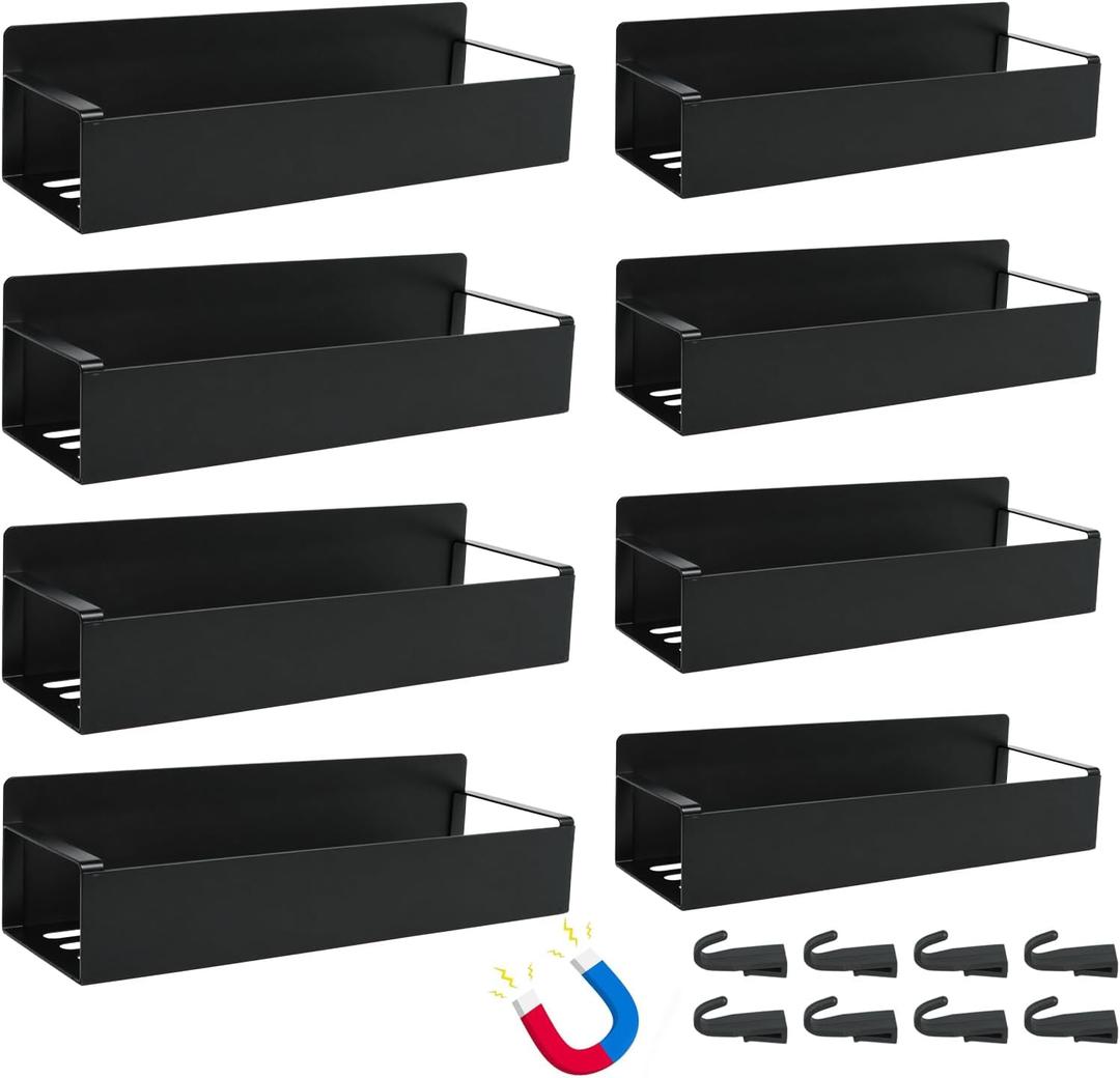 8 Pcs Magnetic Spray Can Holder Wall Mounted Magnet Toolbox Rack Spray Bottle Organizer Tool Box Storage Rack Mechanic Paint Can Holder for Home Garage Workspace (Black)