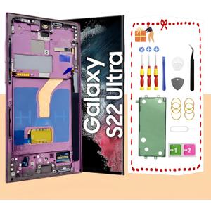 OLED for Samsung Galaxy S22 Ultra 5G LCD Display Screen Assembly Replacement for Samsung S22 Ultra Touch Digitizer Screen with Frame Toolkits S908U S908A US Version (Burgundy) OLED for Samsung Galaxy S22 Ultra 5G LCD Display Screen Assembly Replacement for Samsung S22 Ultra Touch Digitizer Screen with Frame Toolkits S908U S908A US Version (Burgundy)