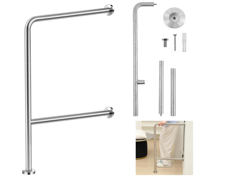 1 Pack Wall to Floor Safety Grab Bar, 33X 18 Inch, F Style | Stainless Steel Drinking Fountain, Toilet, Shower Handrails for Wet Areas Disabled Elderly Pregnant Women