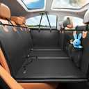 MYJAQI Back Seat Extender for Dogs, PU Leather Dog Car Seat Cover for Back Seat with Hard Bottom, 100% Waterproof, Scratch Proof and Anti Slip Dog Hammock for Car, Holds 400lbs