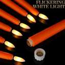 Macarrie 24 Packs Flameless Taper Candles Battery Operated Fake 11 Inch Long Candlelight LED Flameless Candlesticks Flickering Tapered for Spring Summer Wedding(Orange)