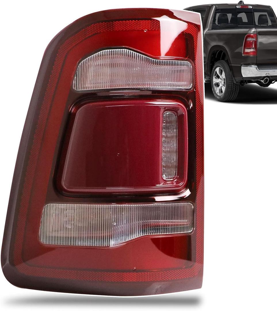 LED Tail Light Compatible With 2019-2024 Dodge Ram 1500 Driver Side | W/ Blind Spot,Red Cover,Left side taillight,Rear light,Replace 68262531AH