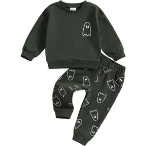 YINGISFITM Baby Girl Valentines Outfit Toddler Girls Valentines Shirt Sweatshirt Sweets Pants Spring Clothes Set (Green)