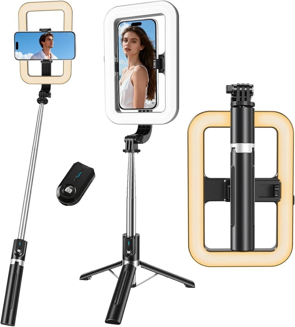 Heliora Selfie Ring Light with 54" Tripod Stand, Dimmable Selfie Light with Extendable Tripod Stand with Phone Holder & Wireless Remote for iPhone & Android,YouTube, Makeup,TIKTok, Vlogging