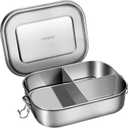 UPTRUST Leak Proof Stainless Steel Bento Lunch Container, (47OZ/1400ML) Metal Bento Lunch Box for Kids or Adults, 3 Compartment Packing Box for Work Lunch