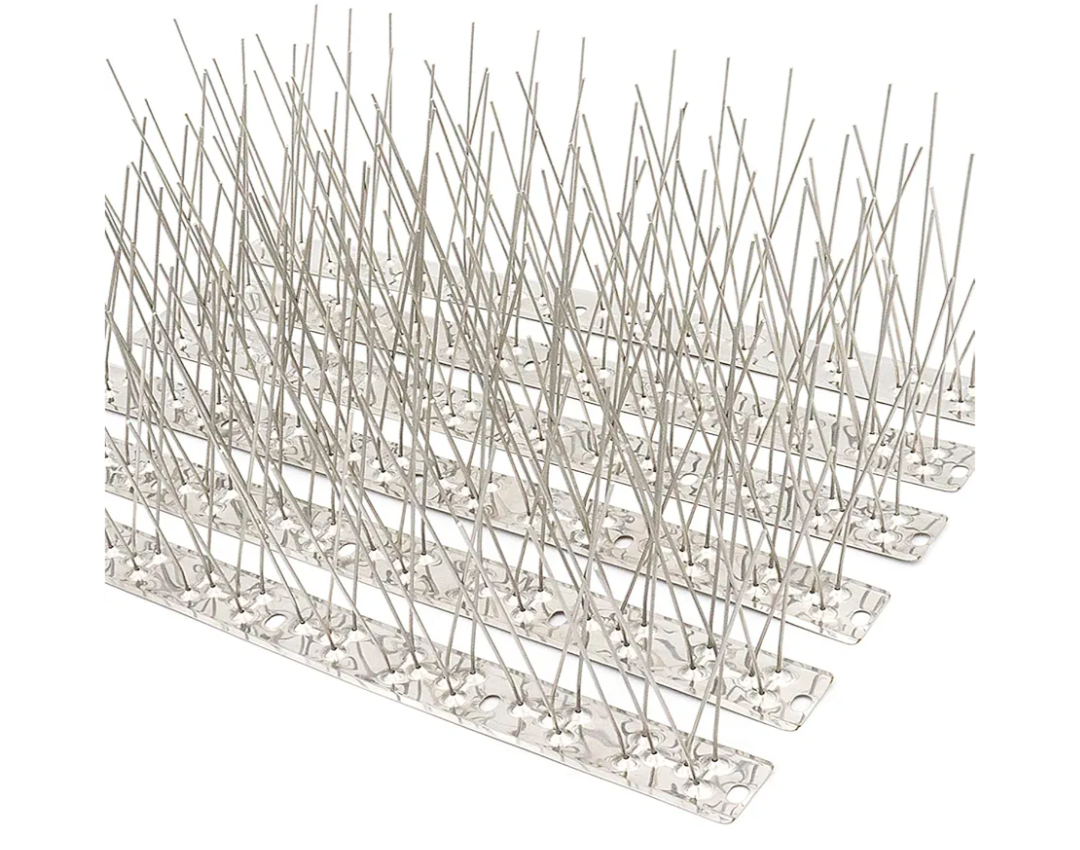 Bird Spikes for Pigeons 304 Stainless Steel Small Birds Anti Bird Spike Metal Bird Deterrent Spikes Fence Spikes Cover 25 Feet (23 Pack Uninstalled)