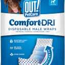 Out! PetCare Disposable Male Dog Wraps, Puppy Pee Wraps, Belly Bands for Dogs, Leak Proof, Wetness Indicator, Puppy and Doggie Diaper for Peeing, Medium/Large, 32 Count