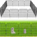 5 Panels No Dig Decorative Garden Fence for Yard, 24 in(H) X 10 ft(L) Animal Barrier Fencing for Outdoor Dog, Metal Portable Garden Fences for Borders, Pets, Landscape, Temporary Fence