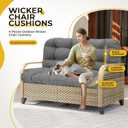 All Weather Outdoor Wicker Chair Cushions 4 Pieces Set, Waterproof & UV Protected Thickened Patio Furniture Replacement Wicker Chair Cushion, 2 Loveseat and 2 U-Shape Wickers Cushions, Grey