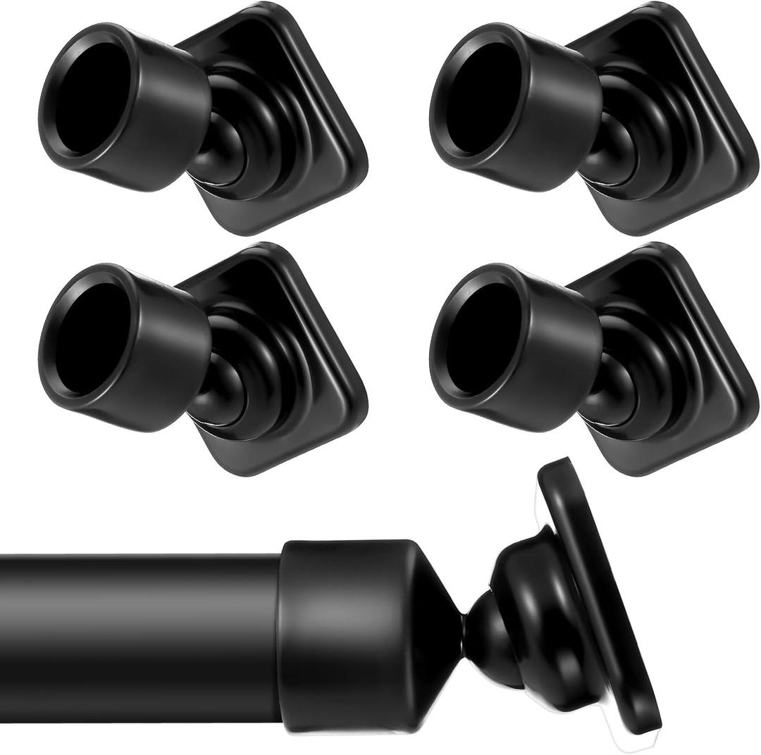 2 Sets Angled Shower Rod Mount for Sloped Walls Angled Wall Bracket for 25 mm Shower Bar Low Cost Solution (Black)