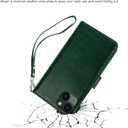 Bocasal Detachable Wallet Case for iPhone 14 RFID Blocking Card Slots Holder Premium PU Leather Magnetic Kickstand Shockproof Wrist Strap Removable Flip Protective Cover 5G 6.1 inch (Green)