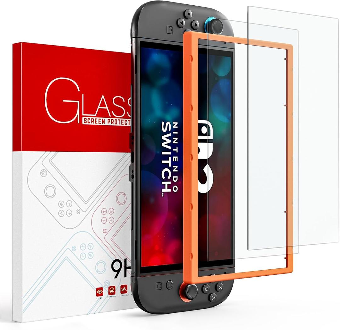 Switch 2 Screen Protector, 2-Pack Tempered Glass Screen Protector for Nintendo Switch 2 (2025 7.9" Model), Easy to Install with Alignment Frame, Bubble Free, HD-Clear, 9H Hardness, Anti-Scratch