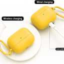 Silicone Protective Case Cover Sleeve Compatible with AirPods Pro 3 Supports Wireless & Wired Charging, Dust Plug, Shockproof, Anti-Slip, Washable, with Carabiner (Yellow)