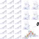Yaomiao 80 Pcs Mini Crystal Princess Slippers Plastic High Heel Shoe Decoration,100 Clear Pockets with Letter Ribbon, Candy Gift Supplies for Party Wedding Birthday Table Serving Decorations, 3.74''