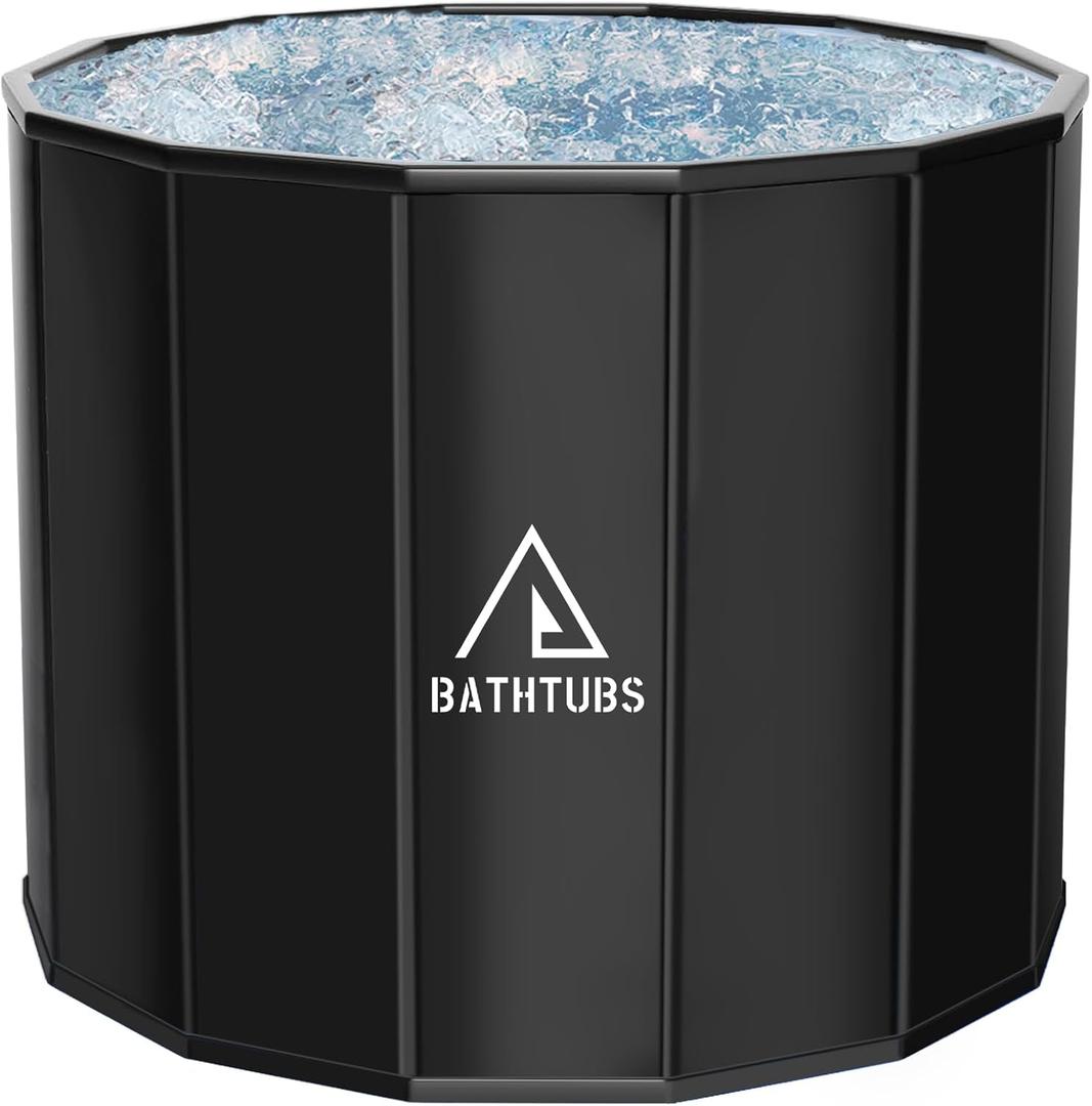 STARBRILLIANT Portable Bathtub for Adults, Easy to Assemble Collapsible Bathtub 31.5"L x 26", Suitable for Travel, Camping and Outdoor Activities (Black, L)