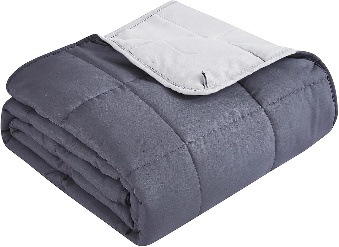 Topcee Weighted Blanket for Adults (25 lbs, 60" x 80") Queen Size Soft Cooling Heavy Blanket Sleeping, Apply to 240-260 lbs Body, Thick Breathable Blanket with Glass Bead, Easy Care, 14-dark Grey&light Grey, 60"×80"-25lbs