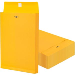 50 Pack Expandable 9x12 Manilla Envelopes with Clasp and Gummed Seal, Goefun 180 GSM Heavyweight Large Yellow Manilla Envelopes 8.5 x 11 for Documents, for Home, Business, School Use