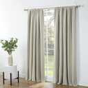 SUN+BLK Bradley Total Blackout Curtain Textured Thermal Insulated 1 Panel with Rod Pocket, Khaki, 52x84, Wide Width