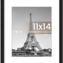 2 upsimples 11x14 Picture Frame, Display Pictures 8x10 with Mat or 11x14 Without Mat, Wall Hanging Photo Frame, Black, 1 Pack
