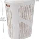 Mind Reader 60L Slim Laundry Hamper, Clothes Basket, Lid, Ventilated, Plastic, Set of 2, Ivory