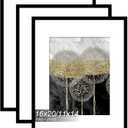 16x20 Picture Frame Set of 3, Display Poster 11x14 with Mat or 16 x 20 Without Mat, Light Weight and High Transparent 16 by 20 Frame for Wall - 3 Pack/Black/16 x20